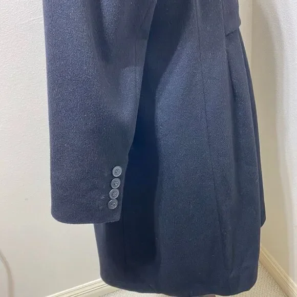 Anne Klein Women's 100% Wool Black Long Coat Size 8 Button Down - Picture 4 of 11